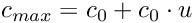 \[ c_{max} = c_{0} + c_{0} \cdot u \]